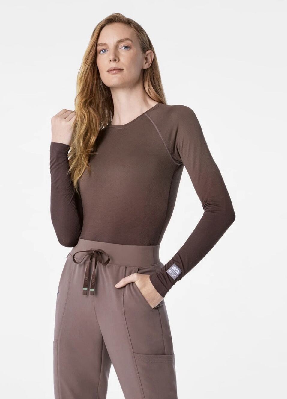 FIGS Star Wars Salta Ombre Seamless Underscrub Brown Long Sleeve Womens Small